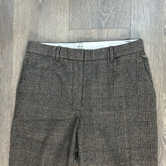 Aritzia Wilfred Gimont Pant Plaid Wool Crop Trousers Straight Leg checkered 6 - Picture 7 of 16